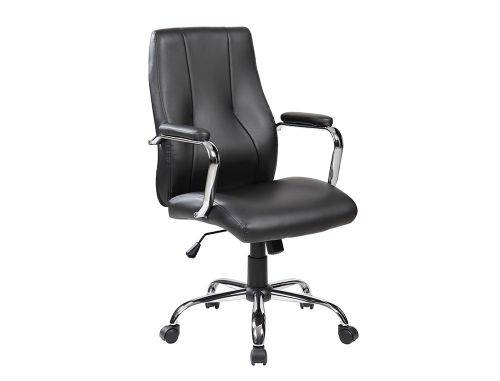 Cadeira de direcao rocada pele com bracos base metalica cromada diametro 700mm costas 730mmx500mm , Rocada , 52244 , 8427951988225